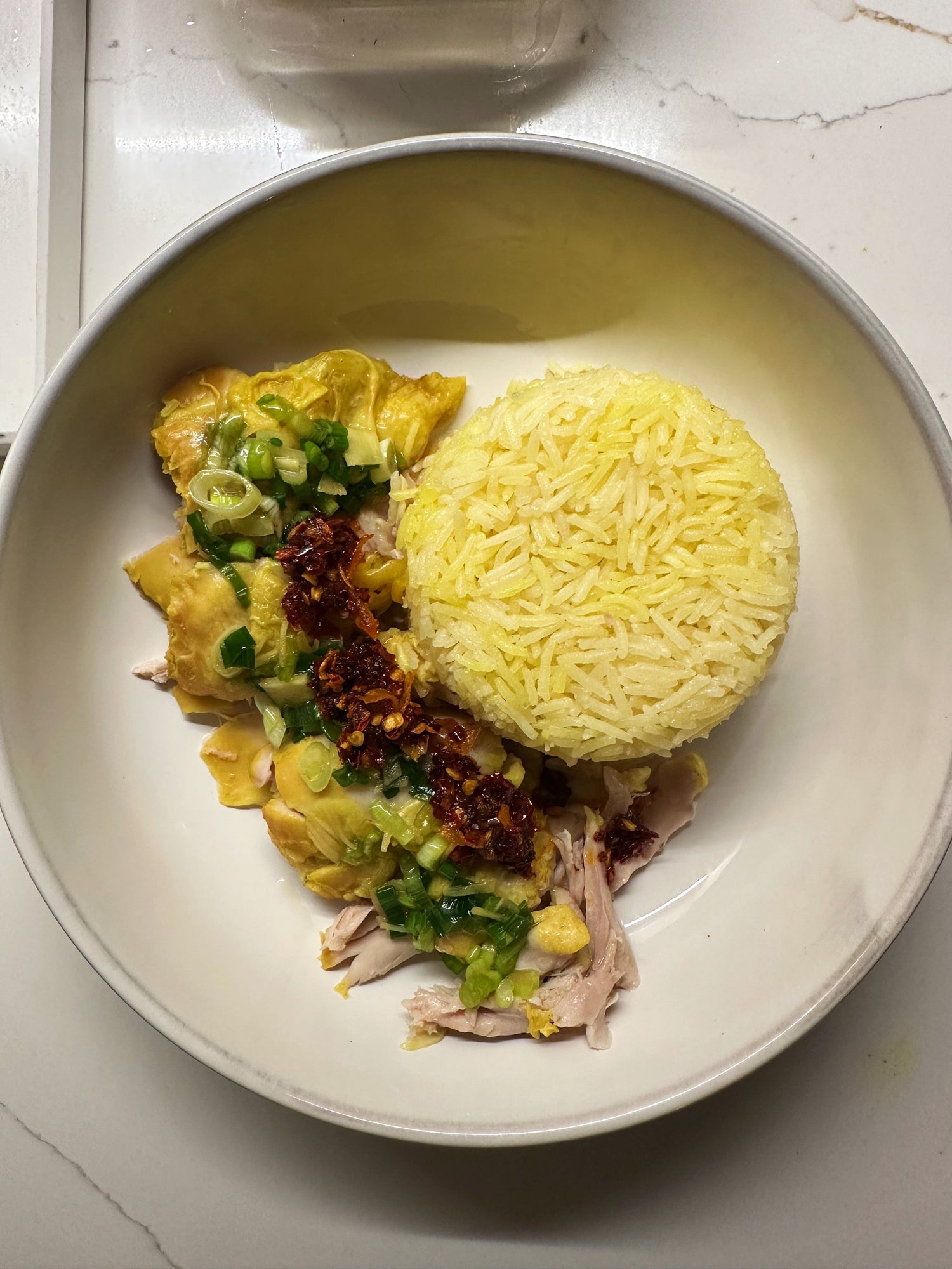 Hainanese Chicken Rice with Novice Kitchen Sichuan Crunch Chilli Oil