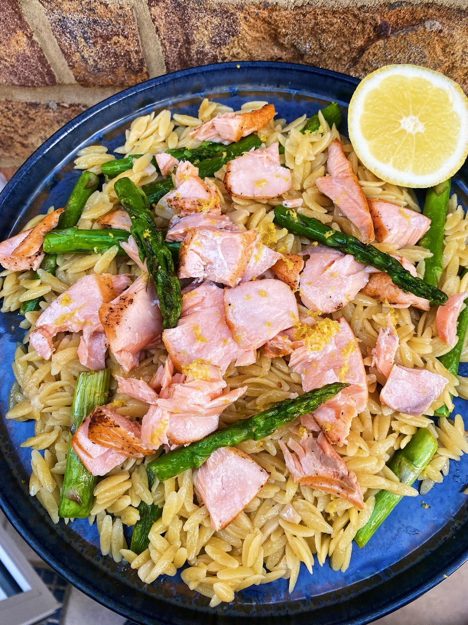 Salmon with Lemon Orzo and Asparagus